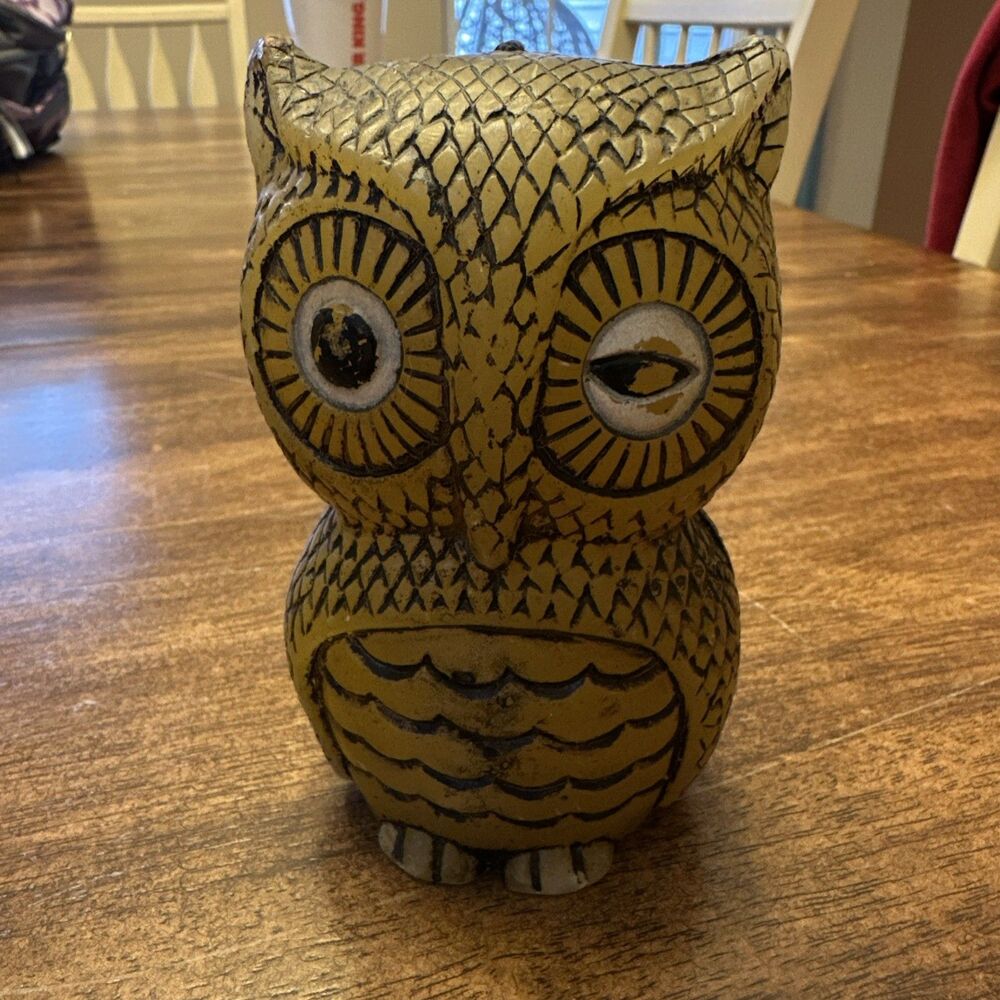 Vintage OWL CANDLE Winking Hand Painted BRITISH HONG KONG Animal Delights 5”
